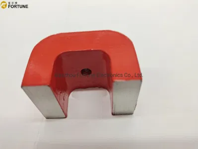 Высококачественные литые магниты AlNiCo5, индивидуальный размер, красная краска с покрытием, форма лошади, магнит, подковообразный магнит